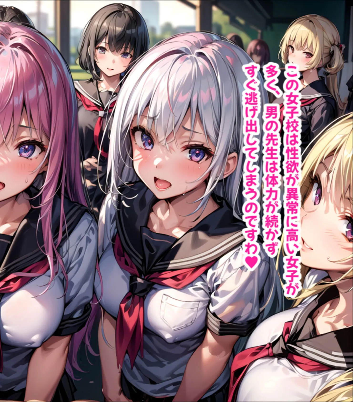 ハーレム女学園〜ハメてもハメても終わらない●●●●だらけのハーレム学園生活〜【1ぺージ1コマのマンガ風完全ストーリー】 モザイク版 8ページ